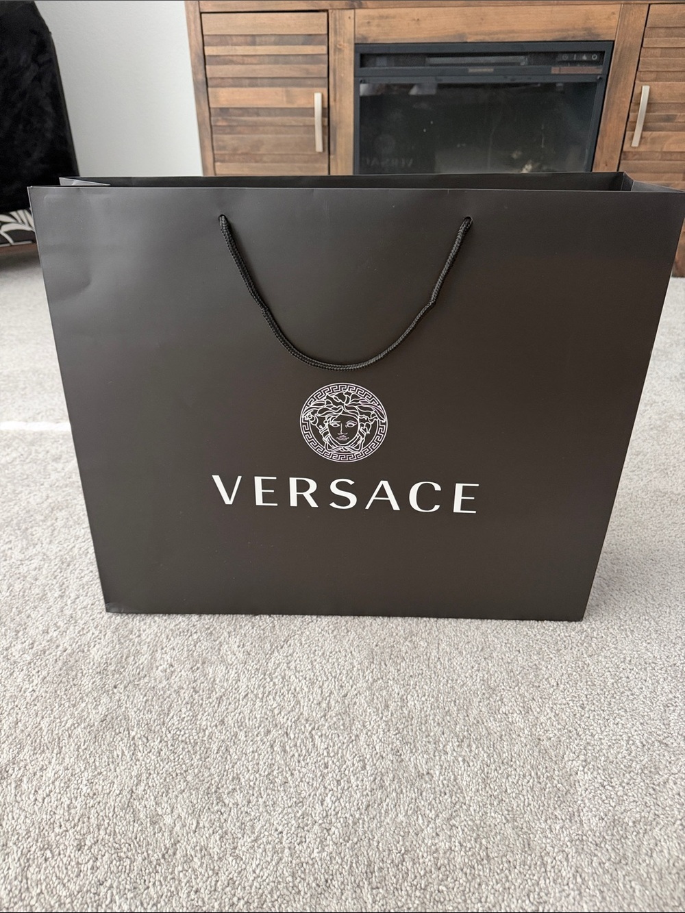 Versace Black and White Logo Gift Bag